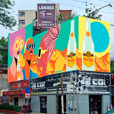Mural conmemorativo 125 años de Topo Chico pintado por Javier Andrés